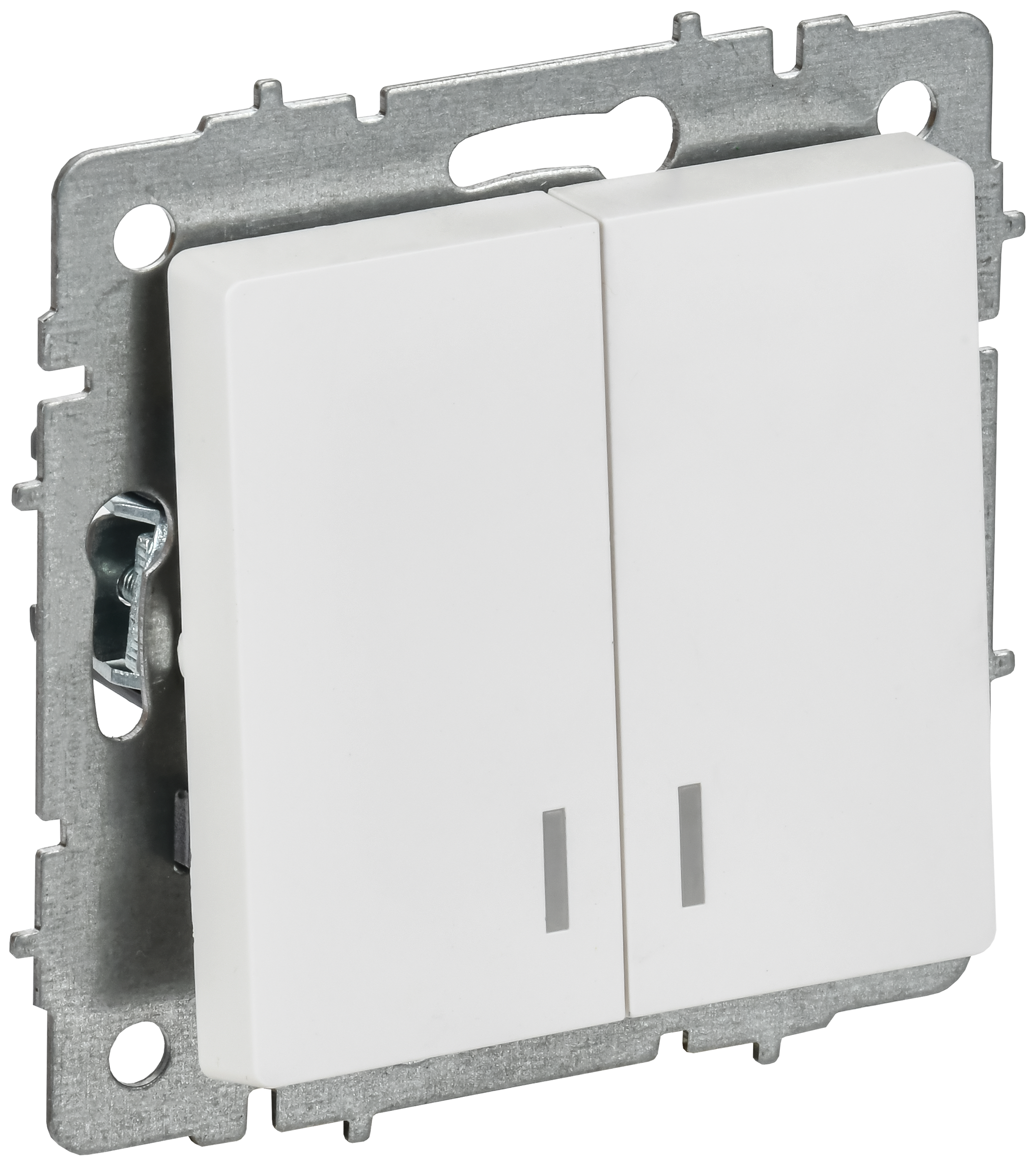 BRITE Выключатель 2-клавишный с индикацией 10А ВС10-2-1-БрАБ арктический белый IEK BR-V20-1-10-K91