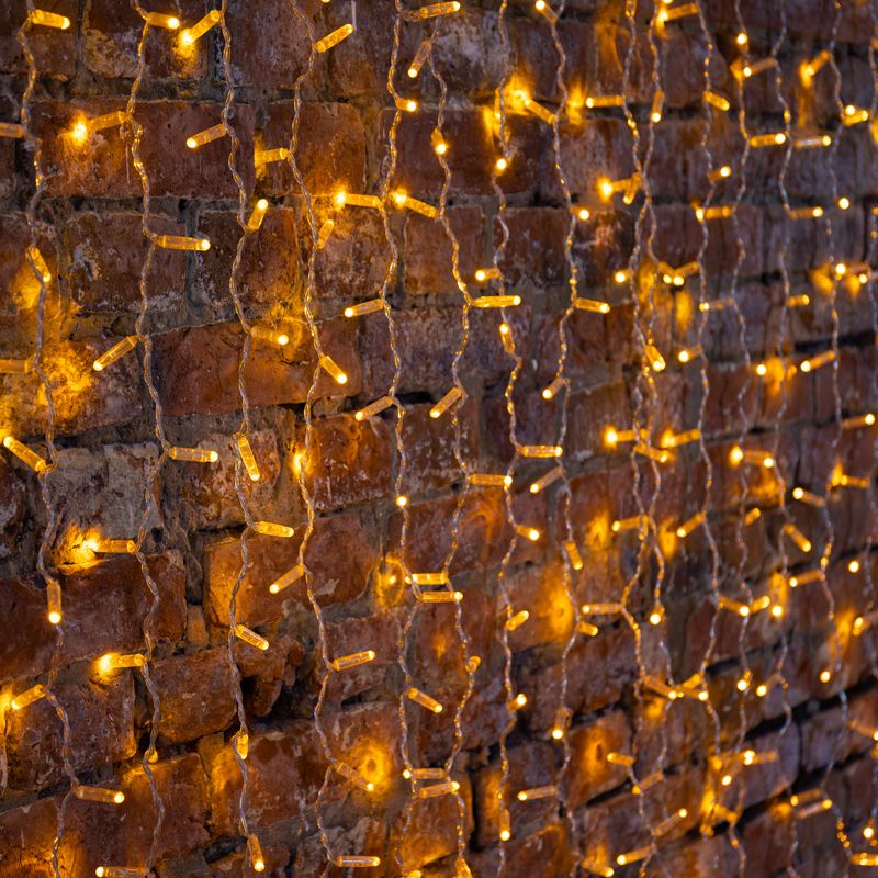 Гирлянда светодиодная Занавес 2х1,5м 300 LED ЖЕЛТЫЙ прозрачный ПВХ IP65 постоянное свечение 230В блок в комплекте NEON-NIGHT