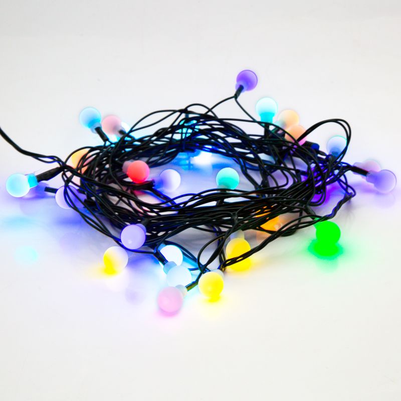 Гирлянда Шарики Ø15мм, 5м, темно-зеленый ПВХ, 30 диодов, цвет RGB - Фото 4