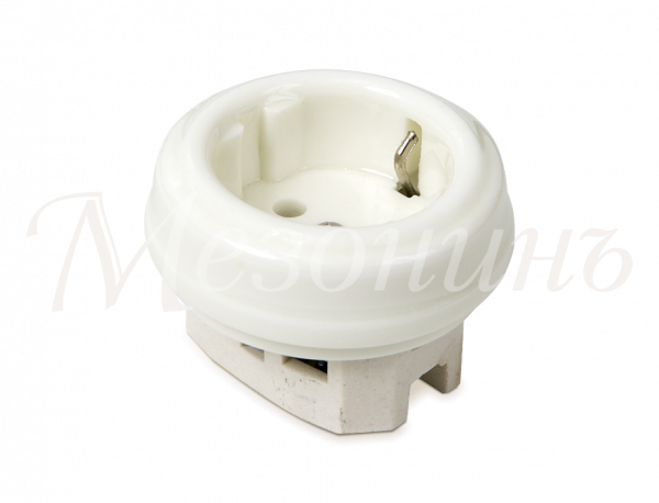 Розетка ретро фарфоровая, двухполюсная, с заземл контактом  (D70x20,16А, 250В, IP20, без подъем