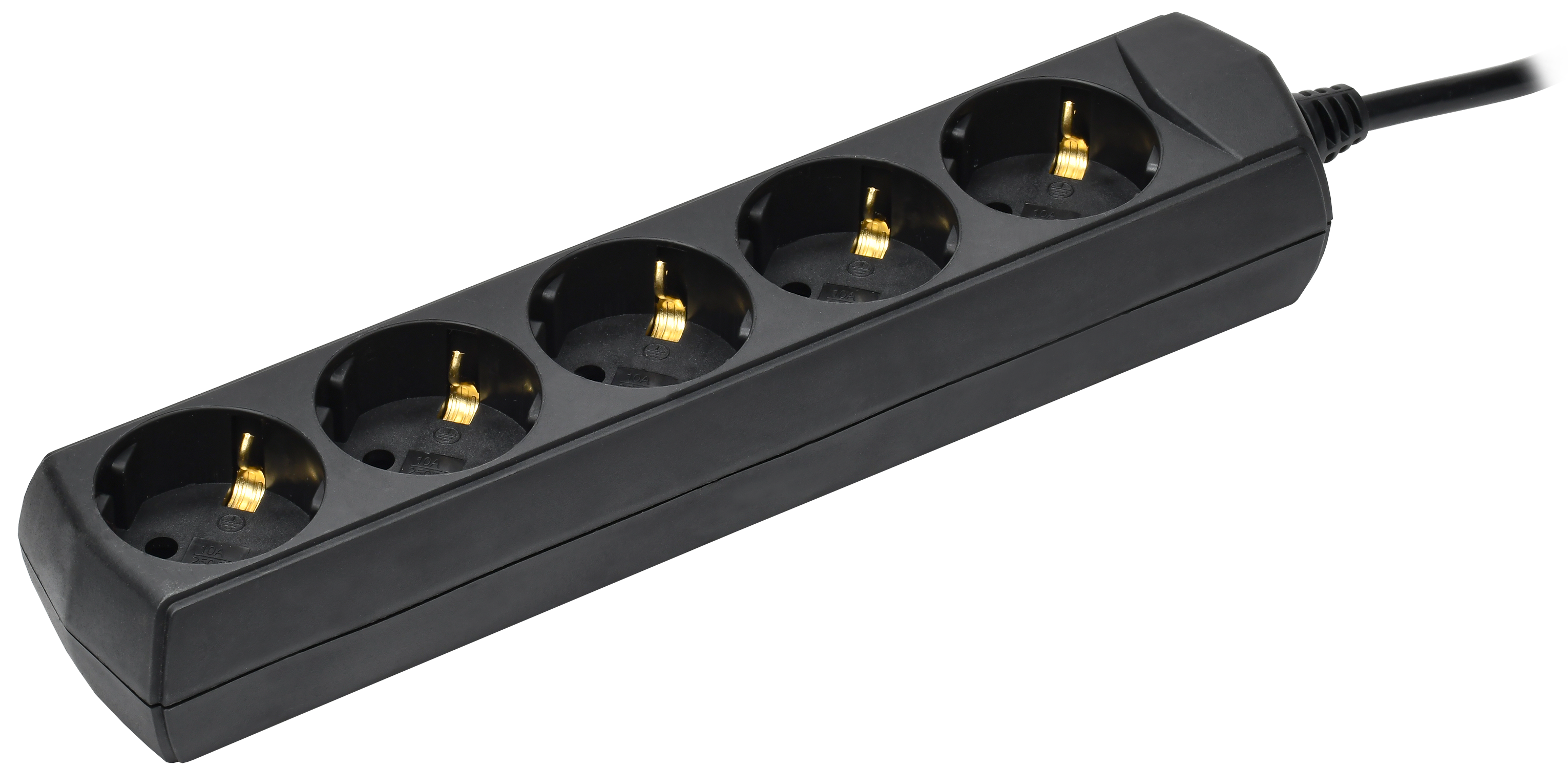 Удлинитель У05 5 мест с заземлением 3м 3х1мм2 10А/250В черный GENERICA WYP10-10-05-03-Z-K02-G