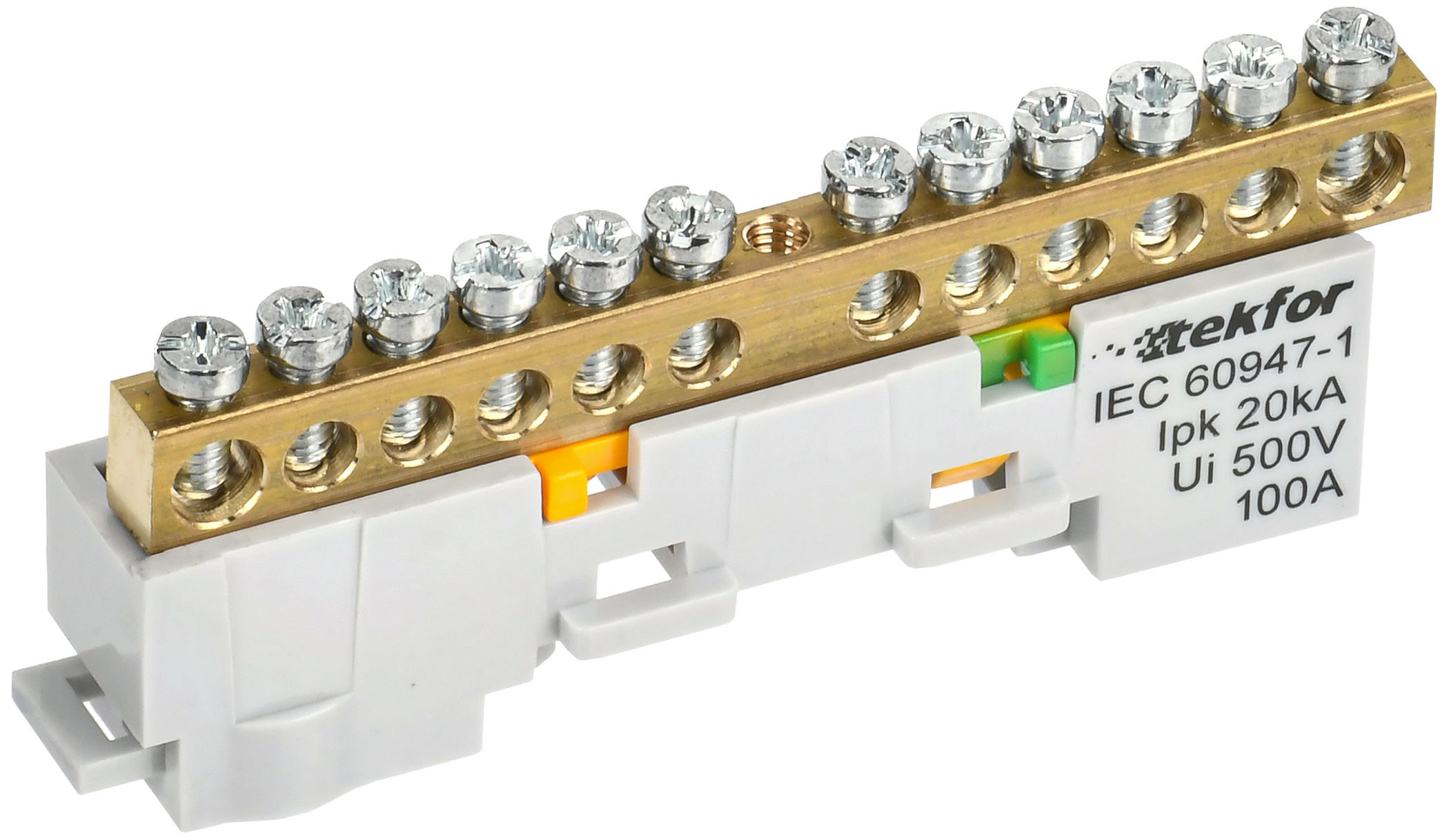 TEKFOR Шина PE "земля" неизолированная на универсальном держателе 6х9-12-Ж IEK TF-NN10-12-DL-K05