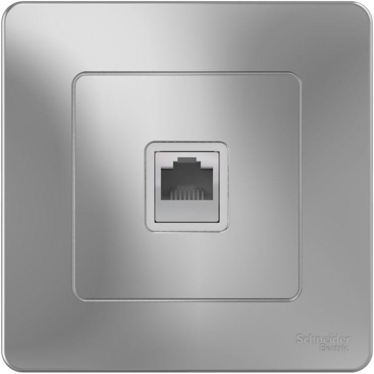 Розетка телефонная 1-м СП Blanca RJ11 алюм. SE BLNIS011003 - Фото 2