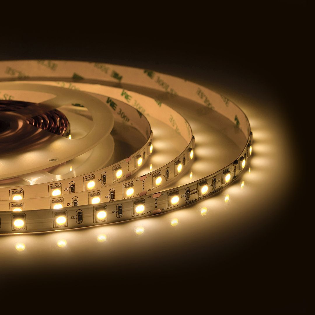 Светодиодная лента 24В, 14,4Вт/м, smd5050, 60д/м, IP20, 800Лм/м, ширина подложки 10мм, 5м, т/б, 3000 00-338