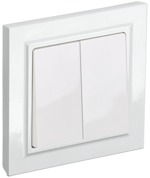 BRITE Выключатель 2-клавишный 10А в сборе ВСР10-2-0-БрБ белый IEK BR-V20-0-10-K01-F