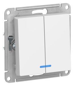 Выключатель 2-кл. AtlasDesign (сх. 5а) 10AX с подсветкой механизм лотос SE ATN001353 1739939