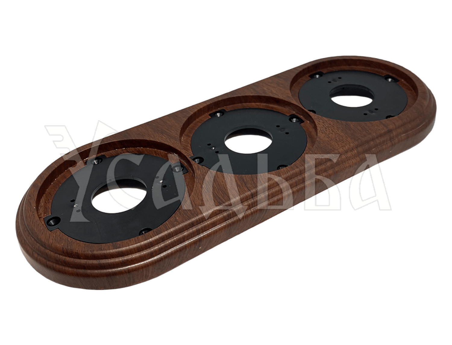 Рамка трехместная пластиковая, 234x92x14 мм, цвет - орех, серия УСАДЬБА, ТМ МЕЗОНИНЪ GE30703-14