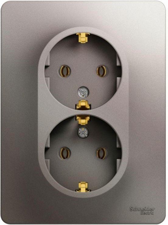 Розетка 2-м СП Glossa 16А IP20 250В с заземл. в сборе платина SE GSL001224