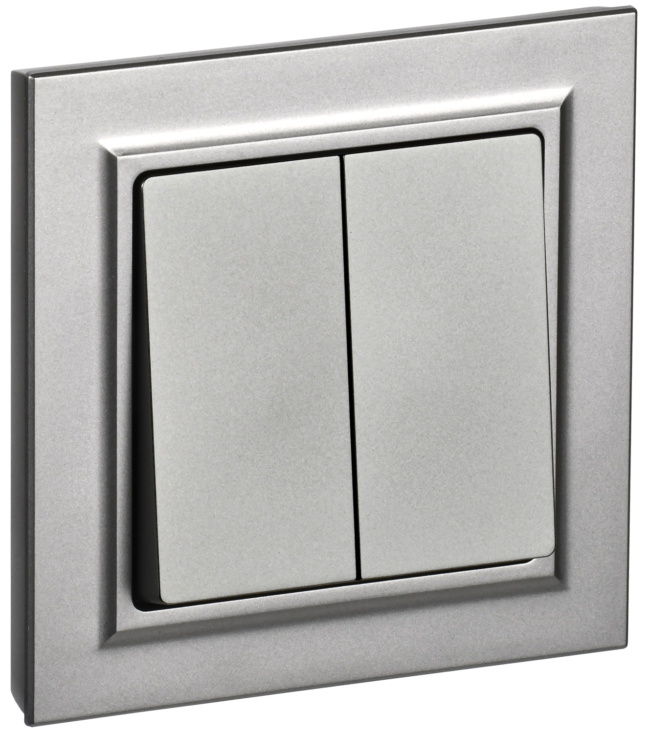 BRITE Выключатель 2-клавишный 10А в сборе ВСР10-2-0-БрС сталь IEK BR-V20-0-10-K46-F