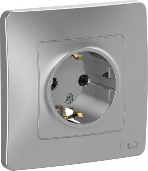 Розетка 1-м СП Blanca 16А IP20 250В с заземл. без защ. шторок алюм. SE BLNRS001013 - Фото 3