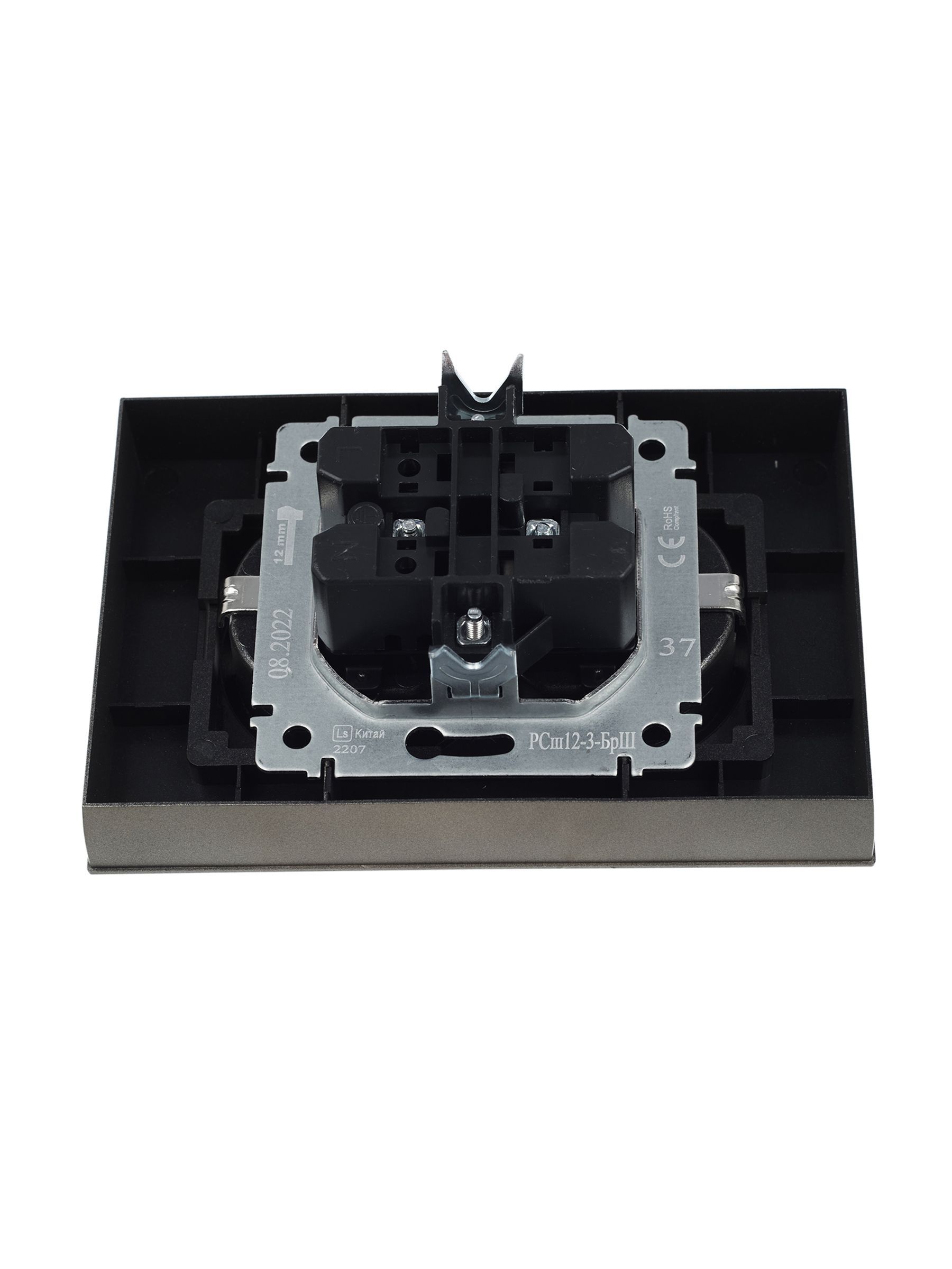 BRITE Розетка 2-местная с заземлением с защитными шторками 16А в сборе РСш12-3-БрШ шампань IEK - Фото 5