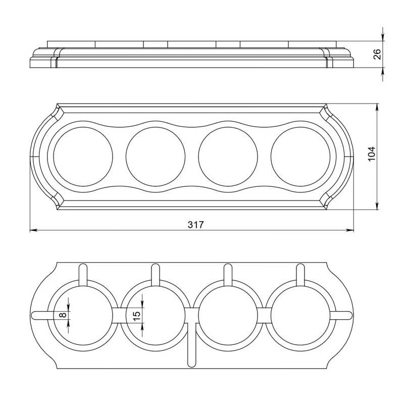 Рамка  четырехместная "Элегант" , цвет - без тонировки, ТМ "МезонинЪ" GE70704-00 - Фото 3