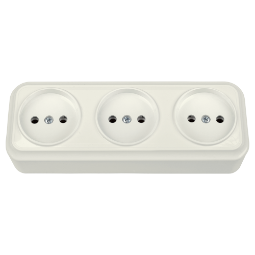 Розетка штепсельная трехместная для открытой установки РА16-0161