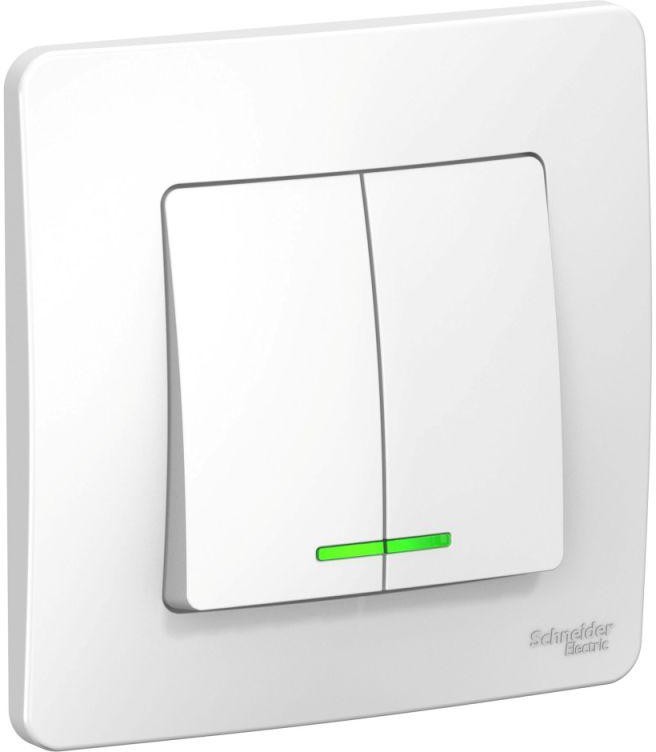 Выключатель 2-кл. СП Blanca 10А IP20 (сх. 5) 250В с подсветкой бел. SE BLNVS010511