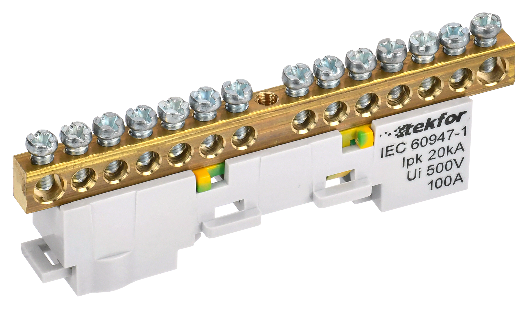 TEKFOR Шина PE "земля" неизолированная на универсальном держателе 6х9-16-Ж IEK TF-NN10-16-DL-K05