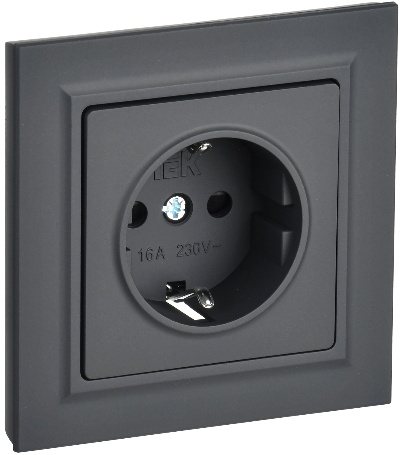 BRITE Розетка 1-местная с заземлением с защитными шторками 16А в сборе РСР14-1-0-БрГ графит IEK BR-R14-16-K53-F