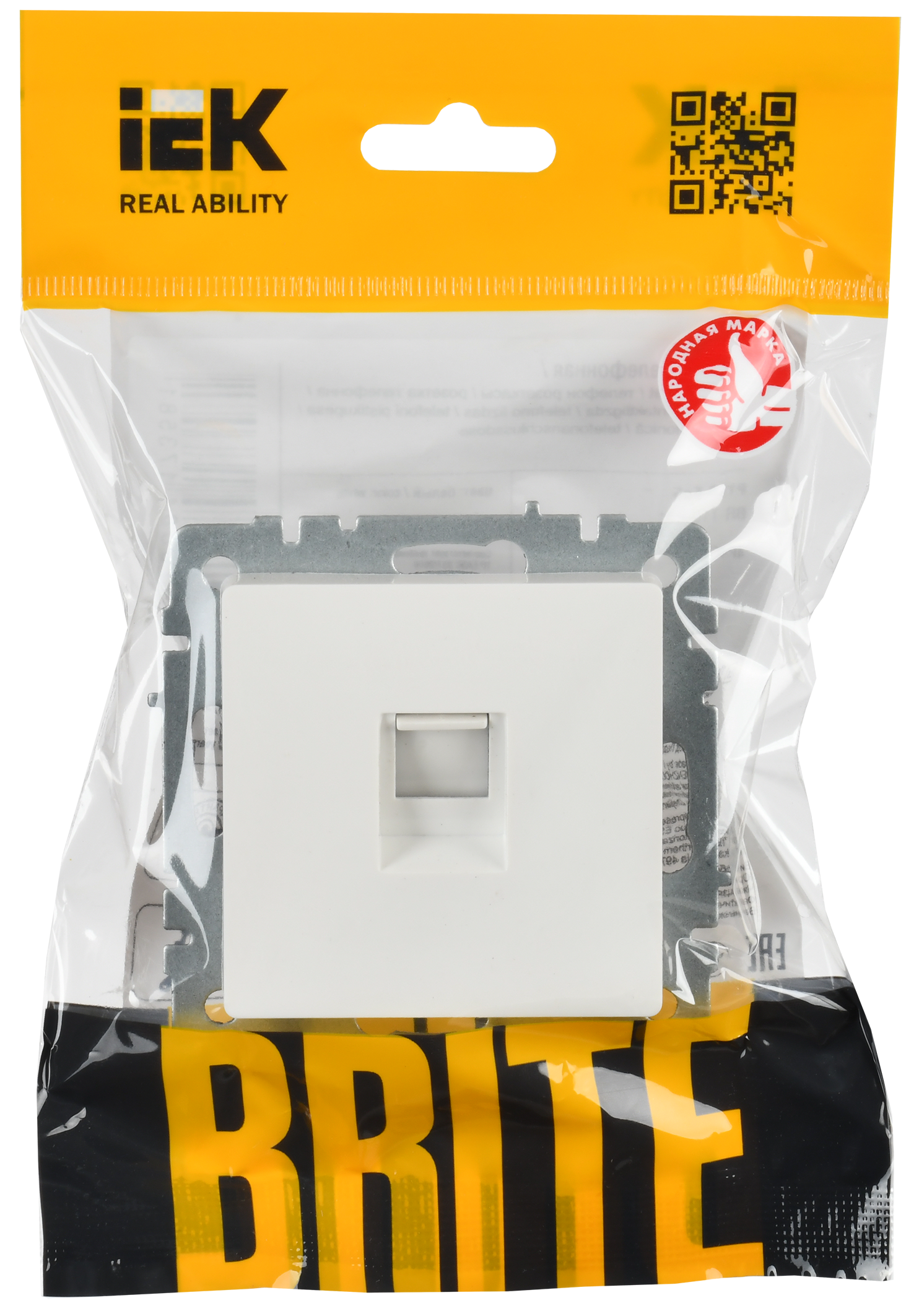 BRITE Розетка телефонная RJ11 РТ10-БрБ белый IEK - Фото 2