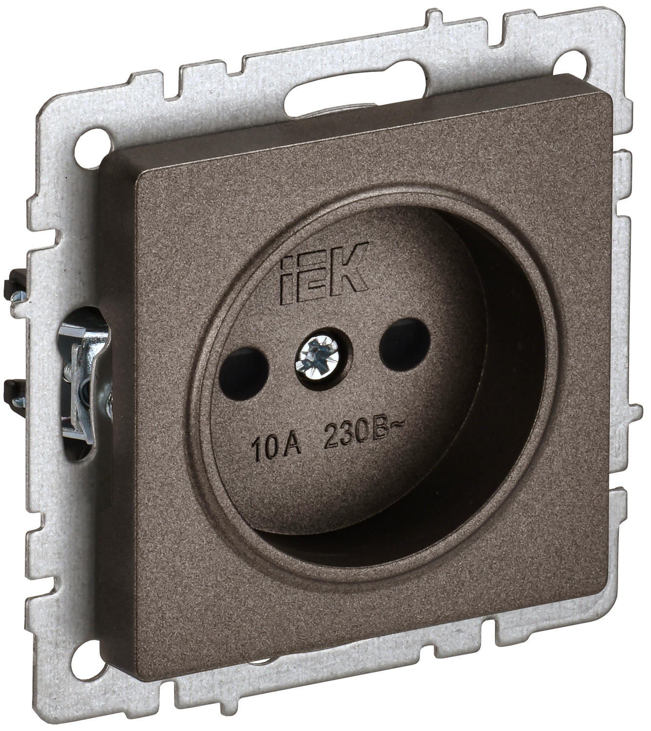 BRITE Розетка 1-местная без заземления с защитными шторками 10А РСш10-2-БрТБ темная бронза IEK BR-R13-10-K45