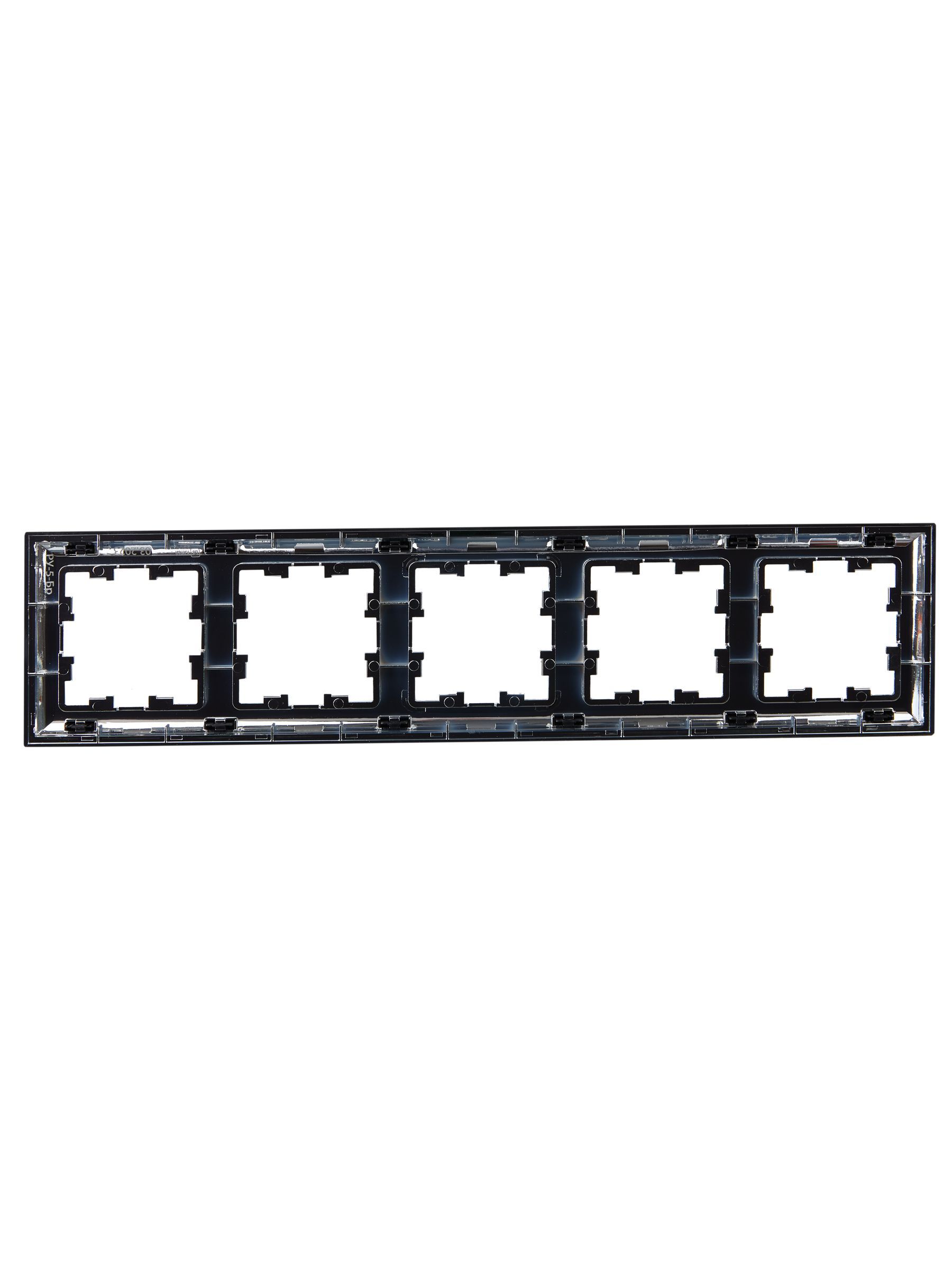 BRITE Рамка 5-местная РУ-5-Бр хром/черный IEK - Фото 5