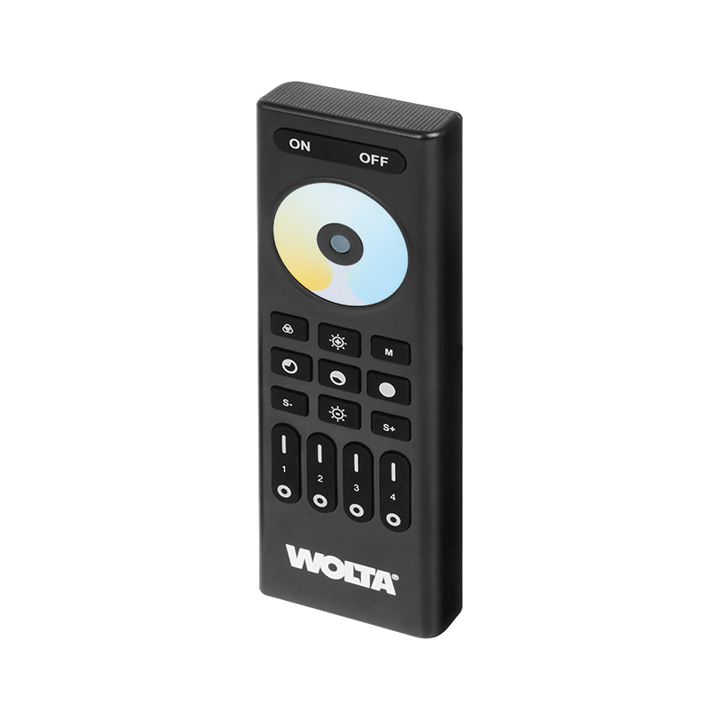 Пульт SMART WOLTA WRC-03/BK для лент MONO/CCT 4 зоны IP20 2,4ГГц черный 140х45,8х17мм 1/100