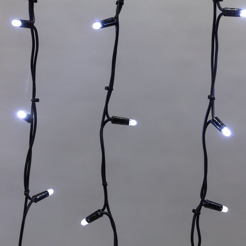 Гирлянда светодиодная Бахрома (Айсикл) 3,2х0,6м 88 LED БЕЛЫЙ черный каучук 3,3мм IP67 постоянное свечение 230В нужен блок 315-000 NEON-NIGHT - Фото 3