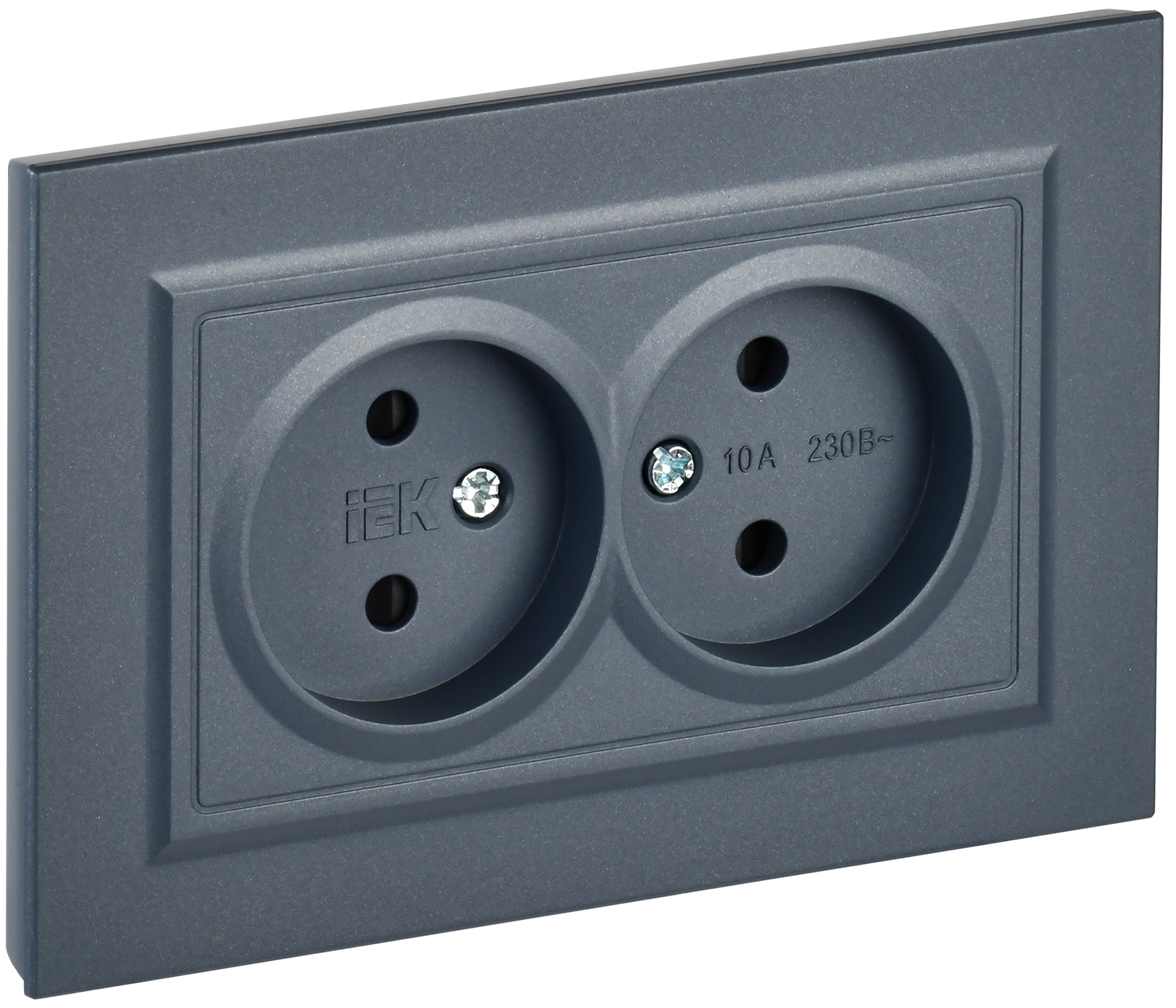 BRITE Розетка 2-местная без заземления с защитными шторками 10А в сборе РСш12-2-БрМ маренго IEK BR-R23-10-K35-F