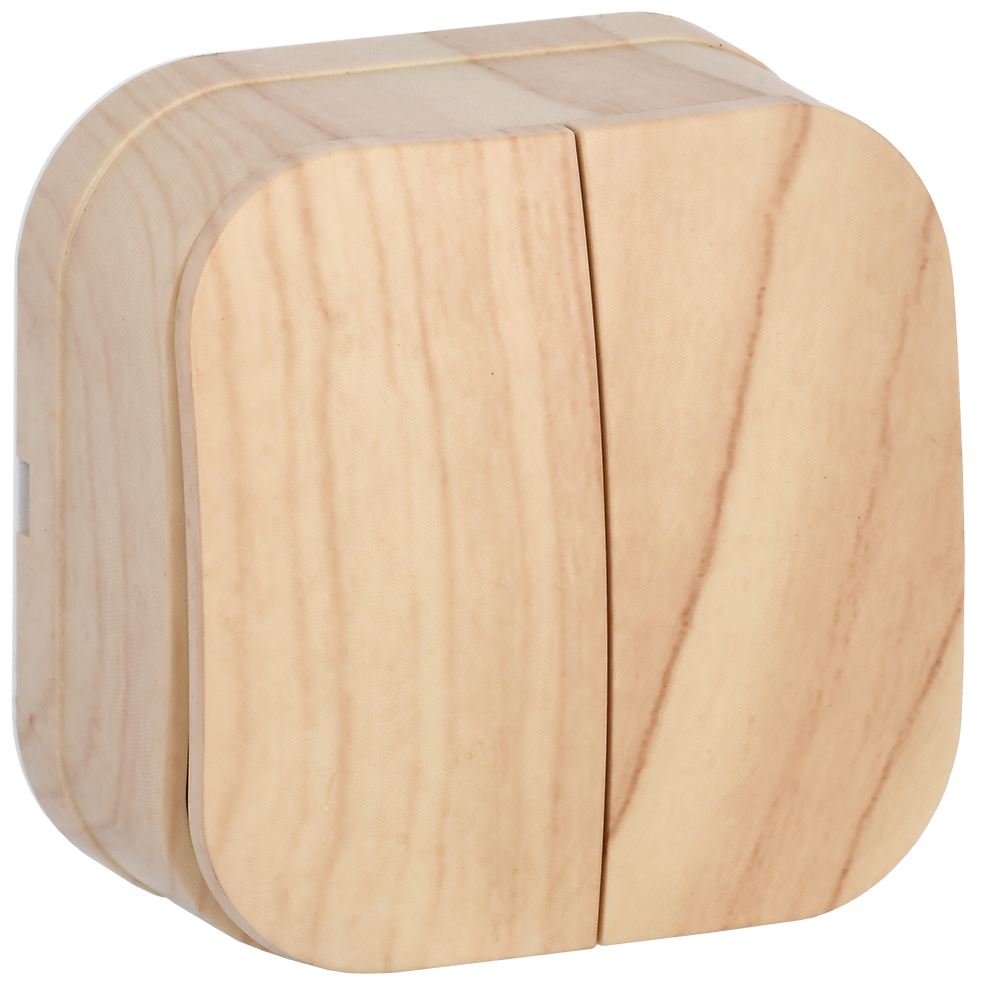 GLORY Выключатель 2-клавишный для открытой установки 10А ВС20-2-0-ХС сосна IEK EVH20-K34-10