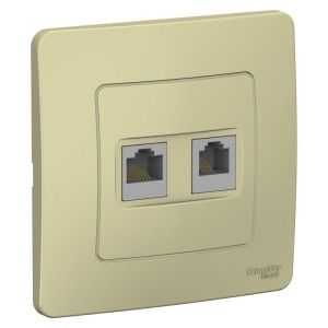 Розетка компьютерная + телефонная 2-м СП Blanca RJ45 кат.5E + RJ11 беж. SE BLNIS045117 1272651