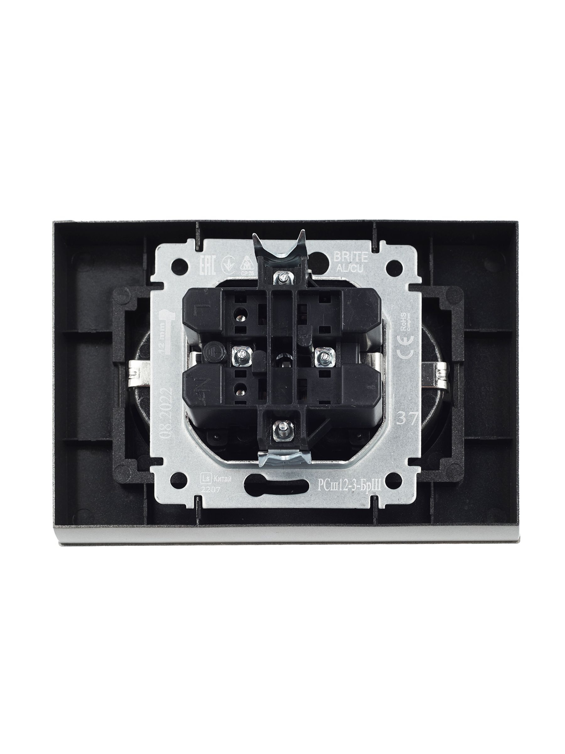 BRITE Розетка 2-местная с заземлением с защитными шторками 16А в сборе РСш12-3-БрШ шампань IEK - Фото 8