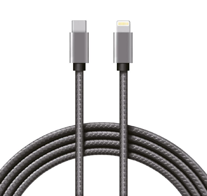 Кабель Type-C – Lightning для Apple, 2,4A 1 м, в нейлоновой графитовой оплетке, Power Delivery REXANT 18-7054