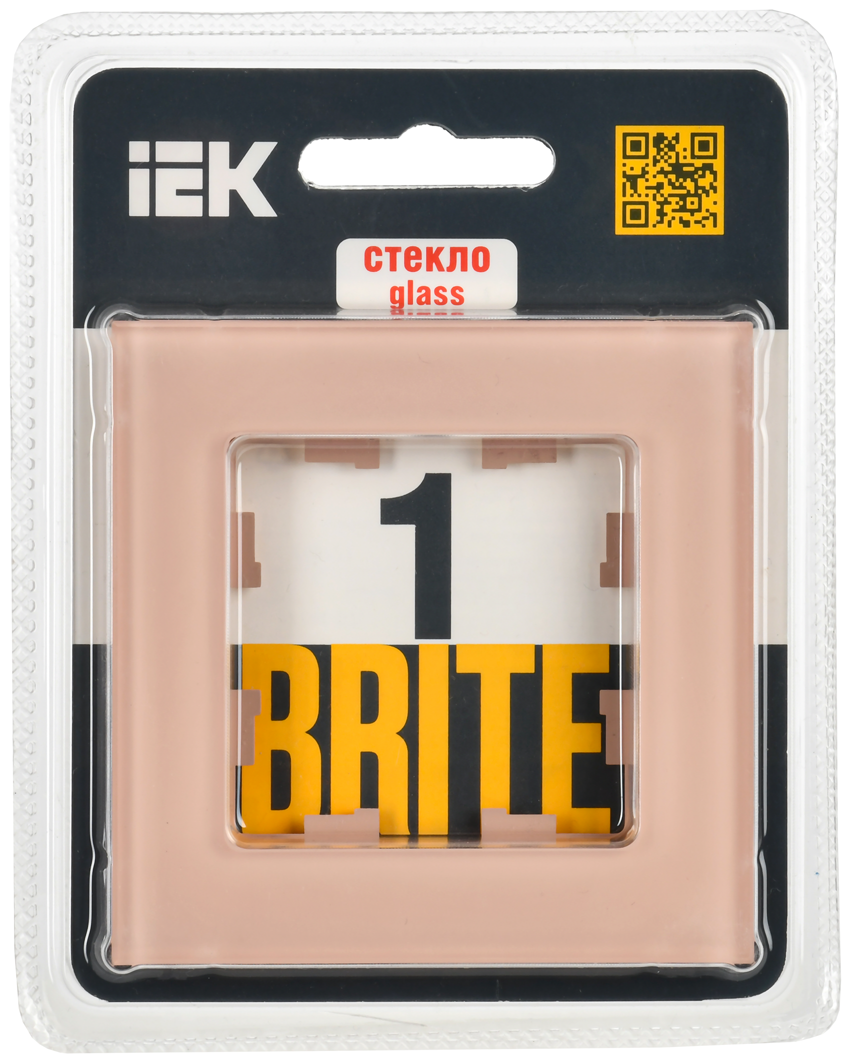BRITE Рамка 1-местная РУ-1-2-БрП стекло персиковый матовый IEK - Фото 2
