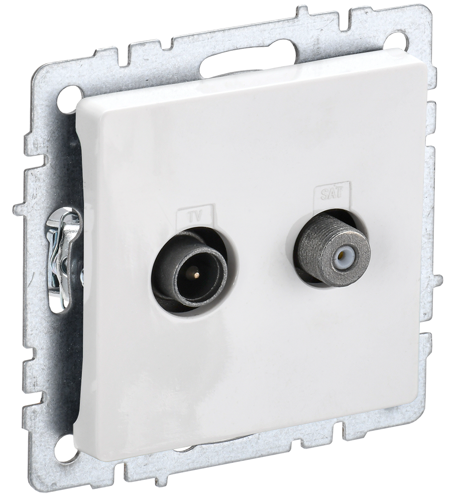 BRITE Розетка двойная TV+SAT РТВ/РСп12-БрБ белый IEK