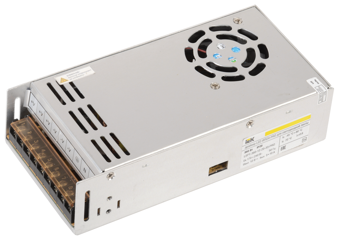 Драйвер LED ИПСН-PRO 360Вт 12В блок-клеммы IP20 IEK LSP1-360-12-20-33-PRO