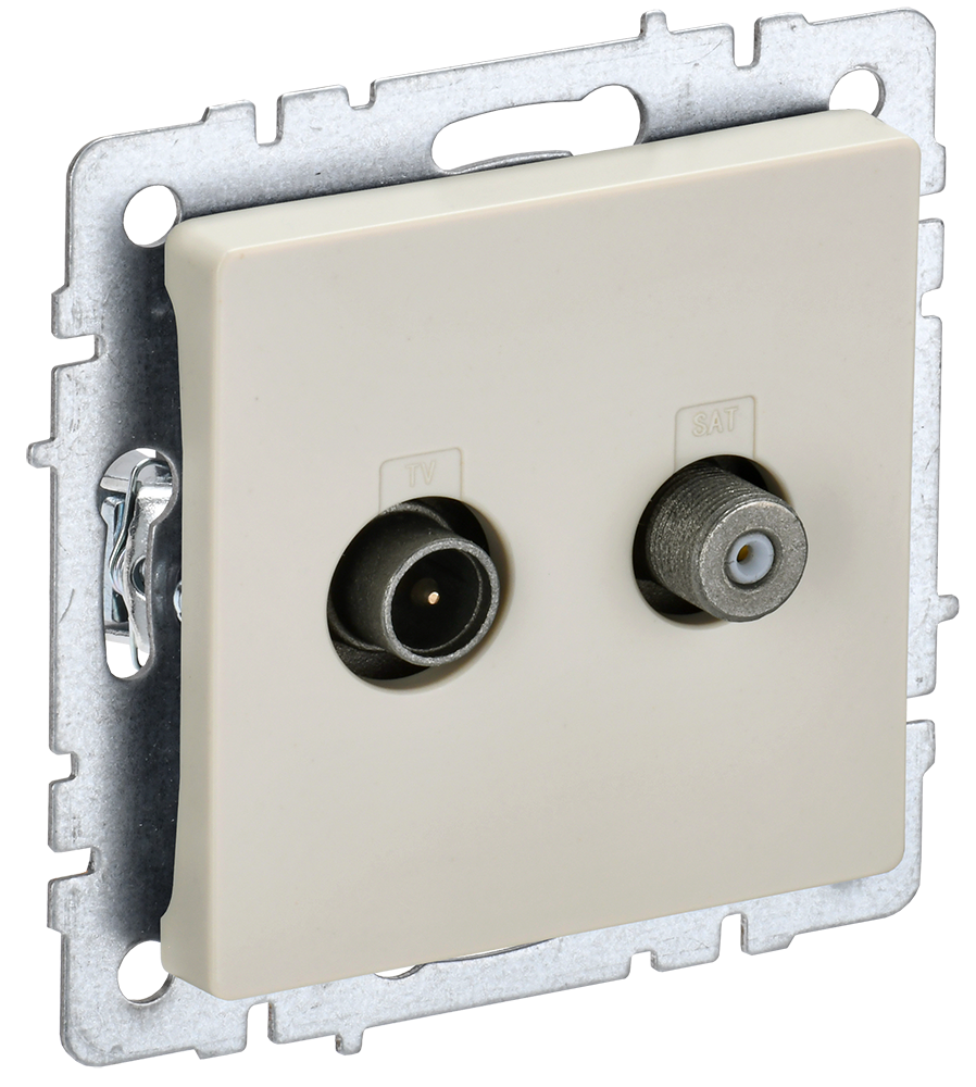 BRITE Розетка двойная TV+SAT РТВ/РСп12-БрКр бежевый IEK