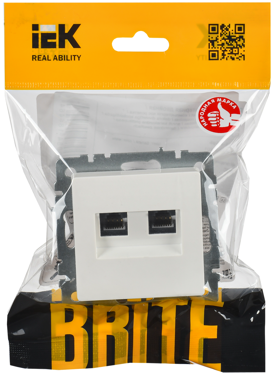BRITE Розетка компьютерная двойная RJ45 кат.6 РК11-2-БрБ белый IEK - Фото 2