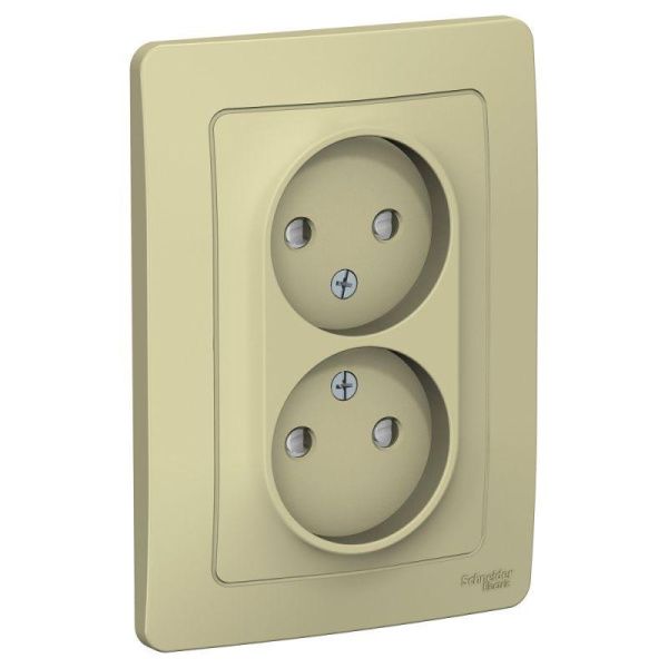 Розетка 2-м СП Blanca 16А IP20 250В без заземл. защ. шторки беж. SE BLNRS000127