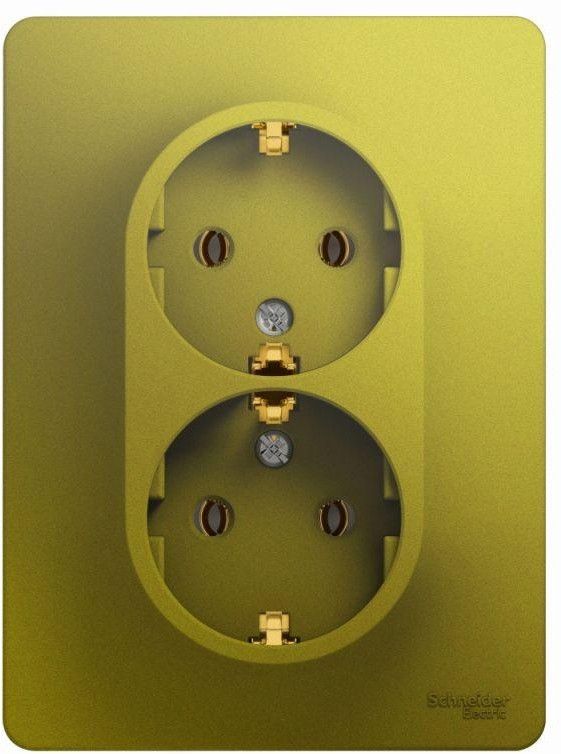 Розетка 2-м СП Glossa 16А IP20 250В с заземл. в сборе фисташк. SE GSL001024