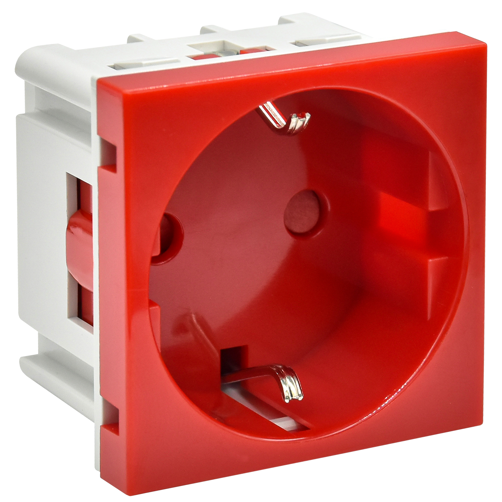 PRIMER РКС-20-30-П-К Розетка с заземляющим контактом защитной шторкой и винтовым зажимом (2 модуля) красная IEK PR-KK40D-RSZH-2-2-K04