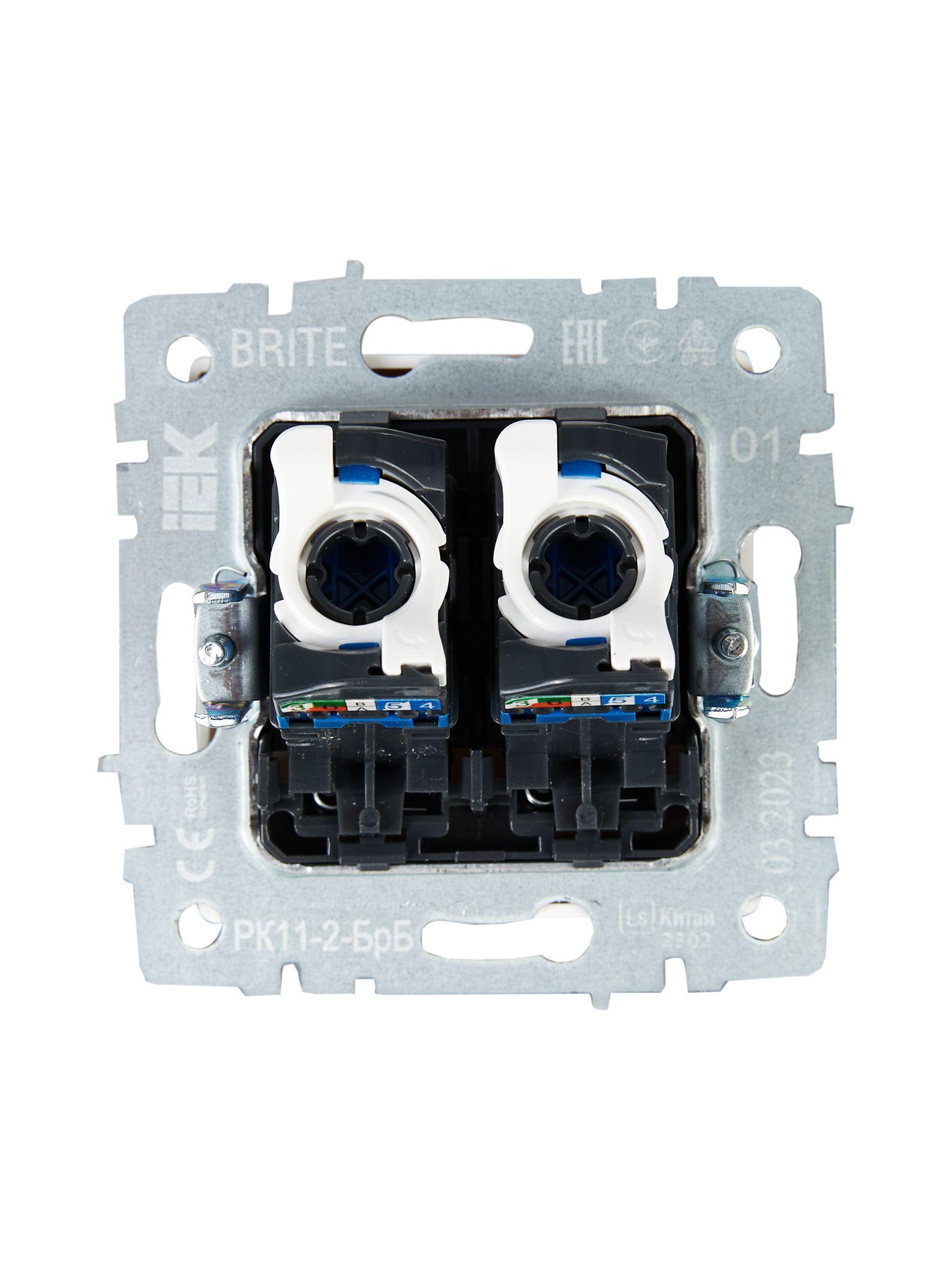 BRITE Розетка компьютерная двойная RJ45 кат.6 РК11-2-БрБ белый IEK - Фото 3