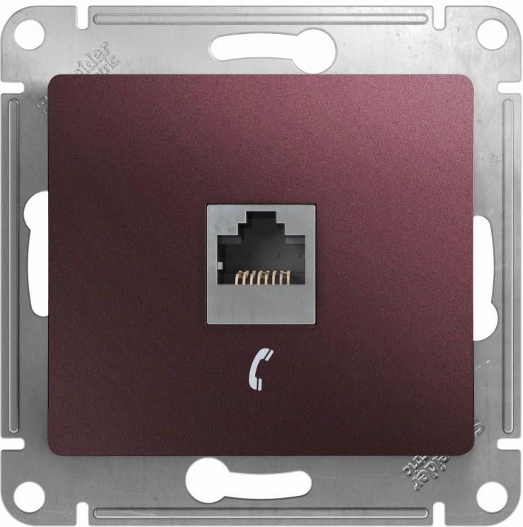 Розетка телефонная 1-м Glossa RJ11 механизм баклажан. SE GSL001181T