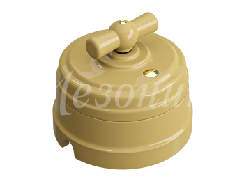 Выключатель ретро фарфоровый поворотный перекрестный, в комплекте с подъемной рамкой, 10А, 250В, цве