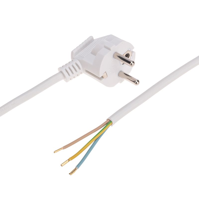 Шнур электрический с вилкой ПВС 3х1,0 мм² 2м белый REXANT 11-1316