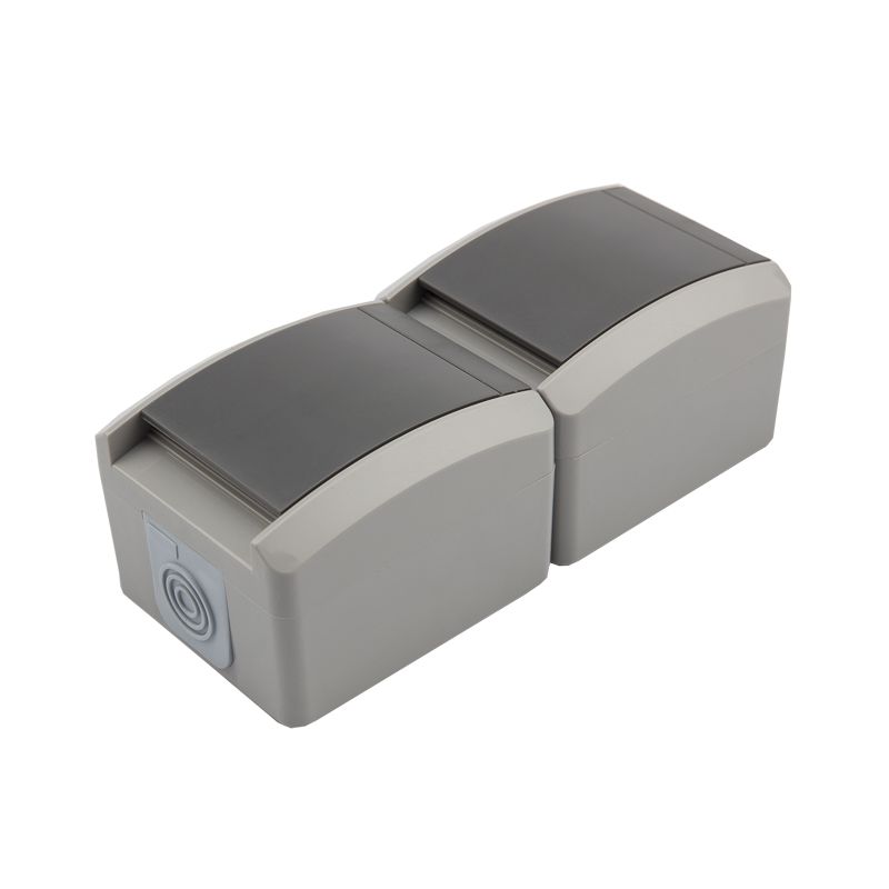 Блок вертикальный 2 розетки INDUSTRIAL IP54 с заземлением, о/у, серый KRANZ KR-78-0615