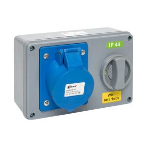 Роз. с блокировкой и выключателем 1423 2Р+РЕ 32А 220В IP44 EKF ps-1423-32-220