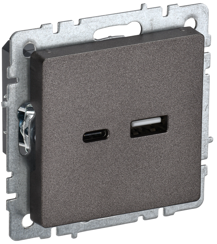 BRITE Розетка USB A+C 18Вт РЮ11-1-БрТБ темная бронза IEK