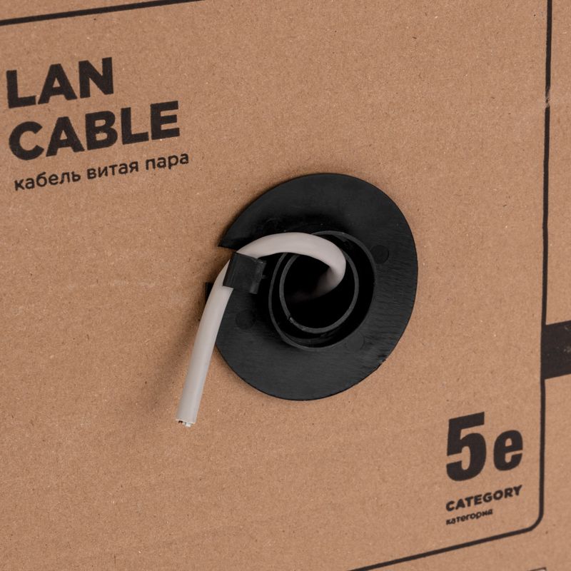 Кабель витая пара U/UTP, CAT 5e, PVC нг(А)-LS, 4х2х0,52мм, 4PR, 24AWG, INDOOR, SOLID, серый, 305м, РФ REXANT - Фото 4