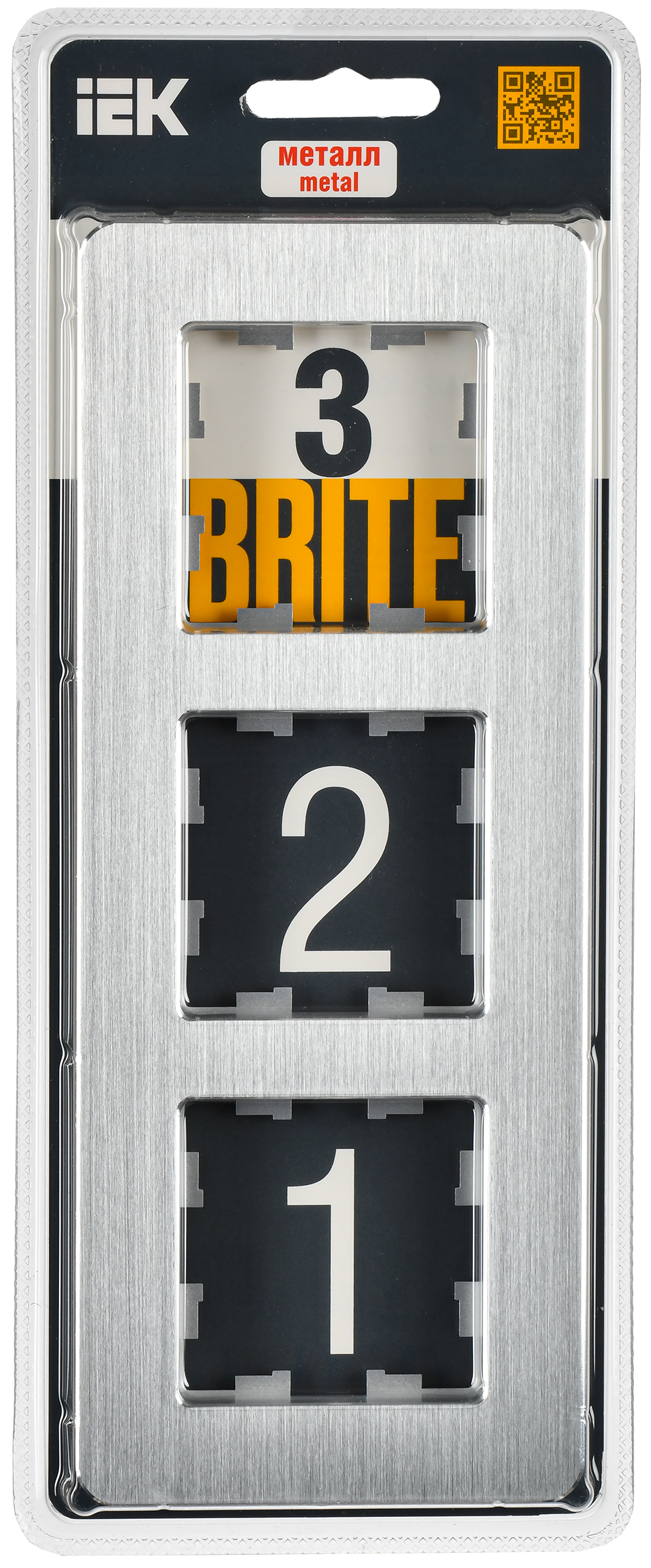 BRITE Рамка 3-местная РУ-3-1-Бр металл алюминий RE AL IEK - Фото 2