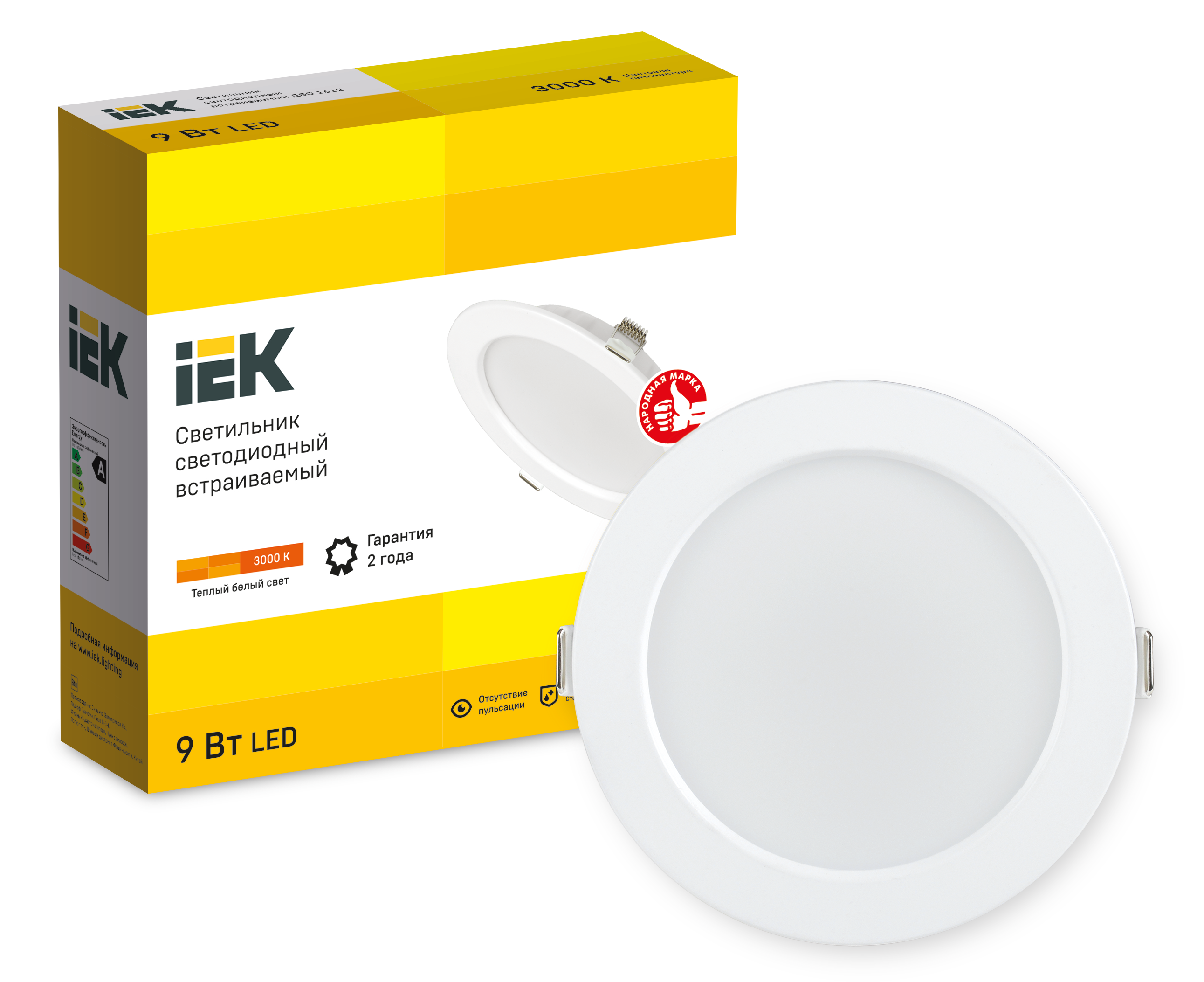 Светильник светодиодный ДВО 1612 белый круг 9Вт 3000К IP20 IEK - Фото 2