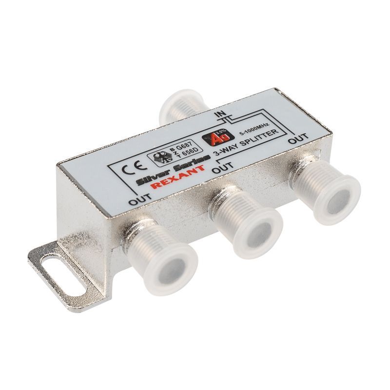 Делитель ТВх3 под F-разъем, 5-1000МГц, Silver (4 F-разъема в комплекте) REXANT 05-6102