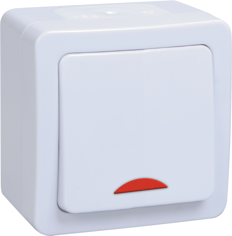 Выключатель 1-клавишный для открытой установки с индикацией ВС20-1-1-ГПБ IP54 ГЕРМЕС PLUS (цвет клавиши: белый) IEK EVMP11-K01-10-54-EC